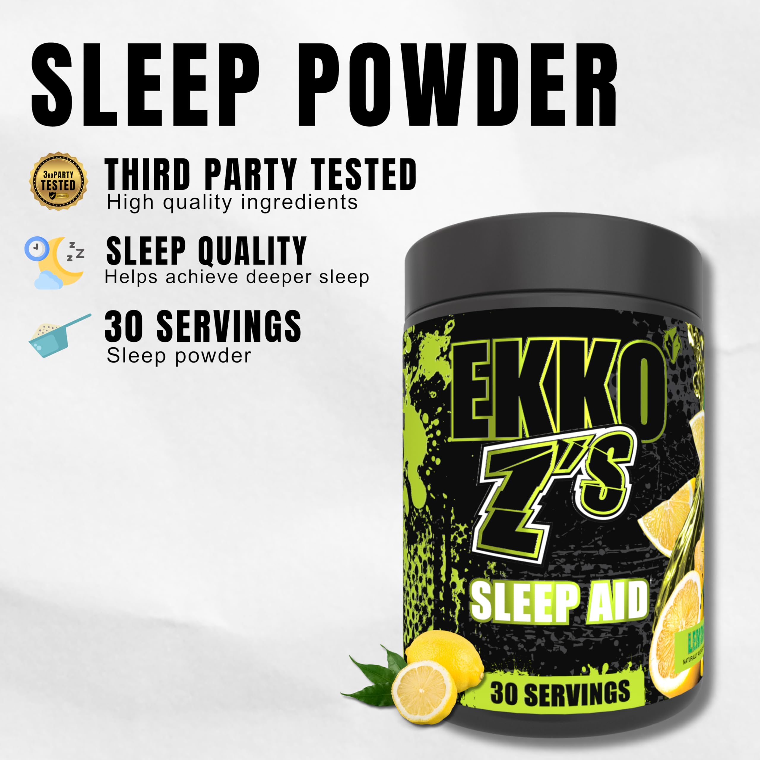 Ekkovision Ekko Z'S Sleep Aid Formula Lemonade scoop with powder
