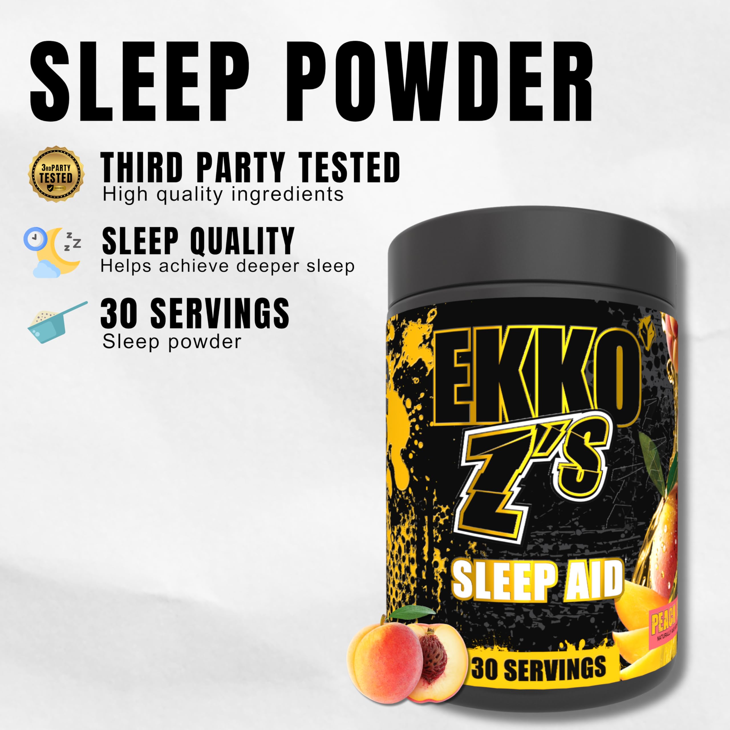 Ekkovision Ekko Z'S Sleep Aid Formula Peach Mango scoop with powder
