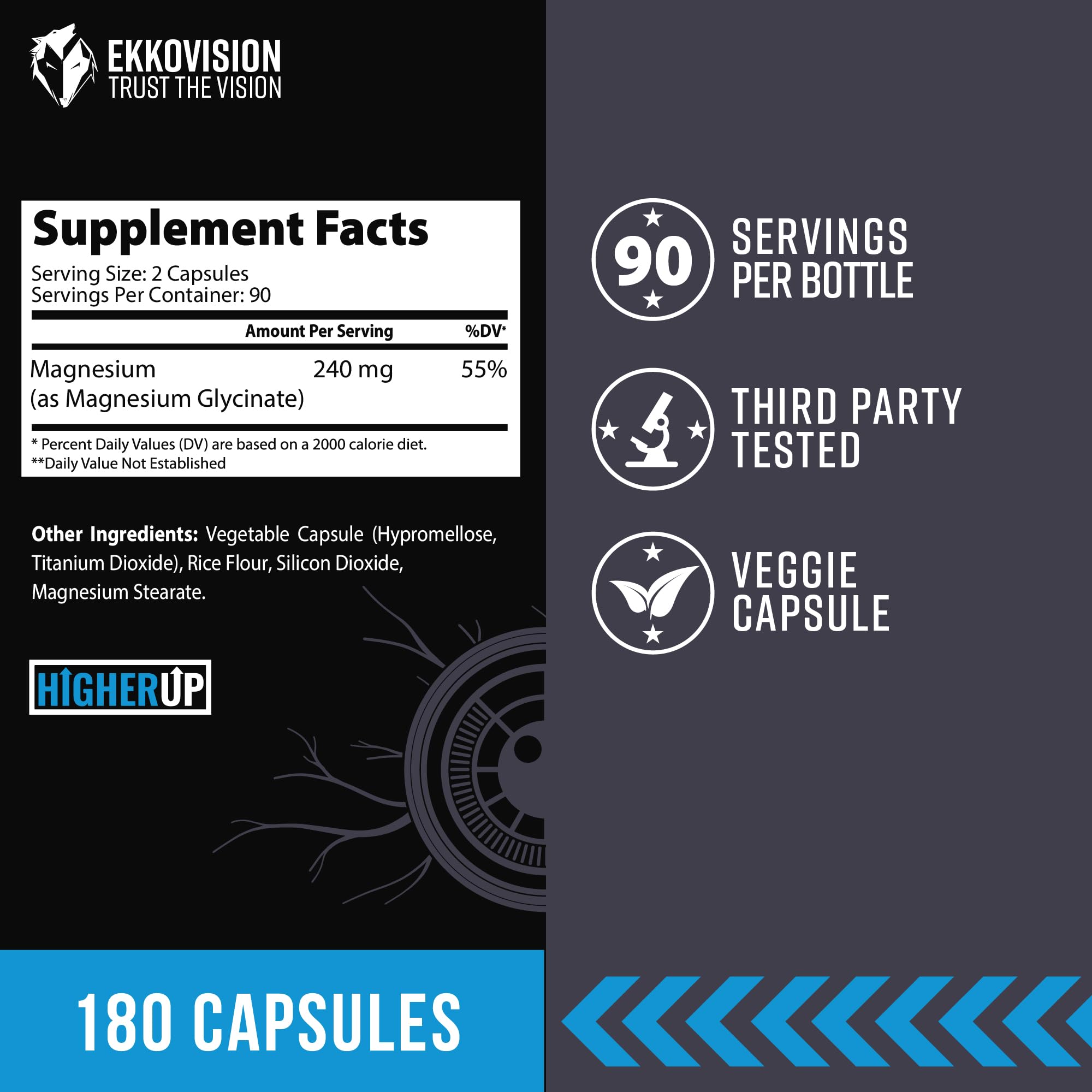 Ekkovision Magnesium Glycinate bottle with unflavoured capsules