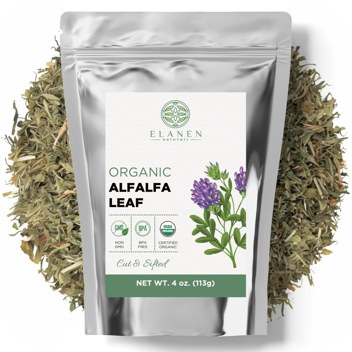 Elanen Naturals Alfalfa Leaf Herb 113g front view