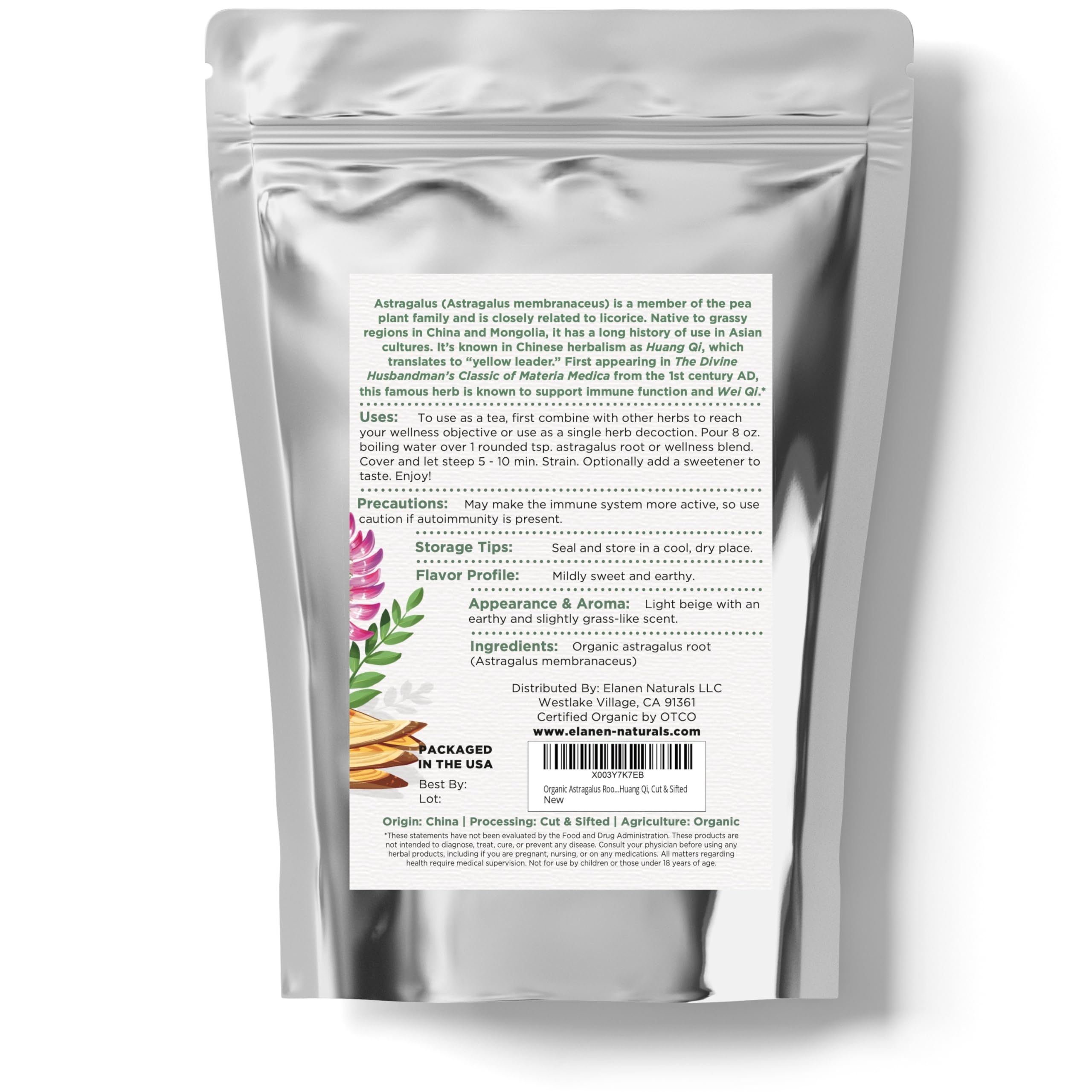 Elanen Naturals Organic Astragalus Root product dimensions