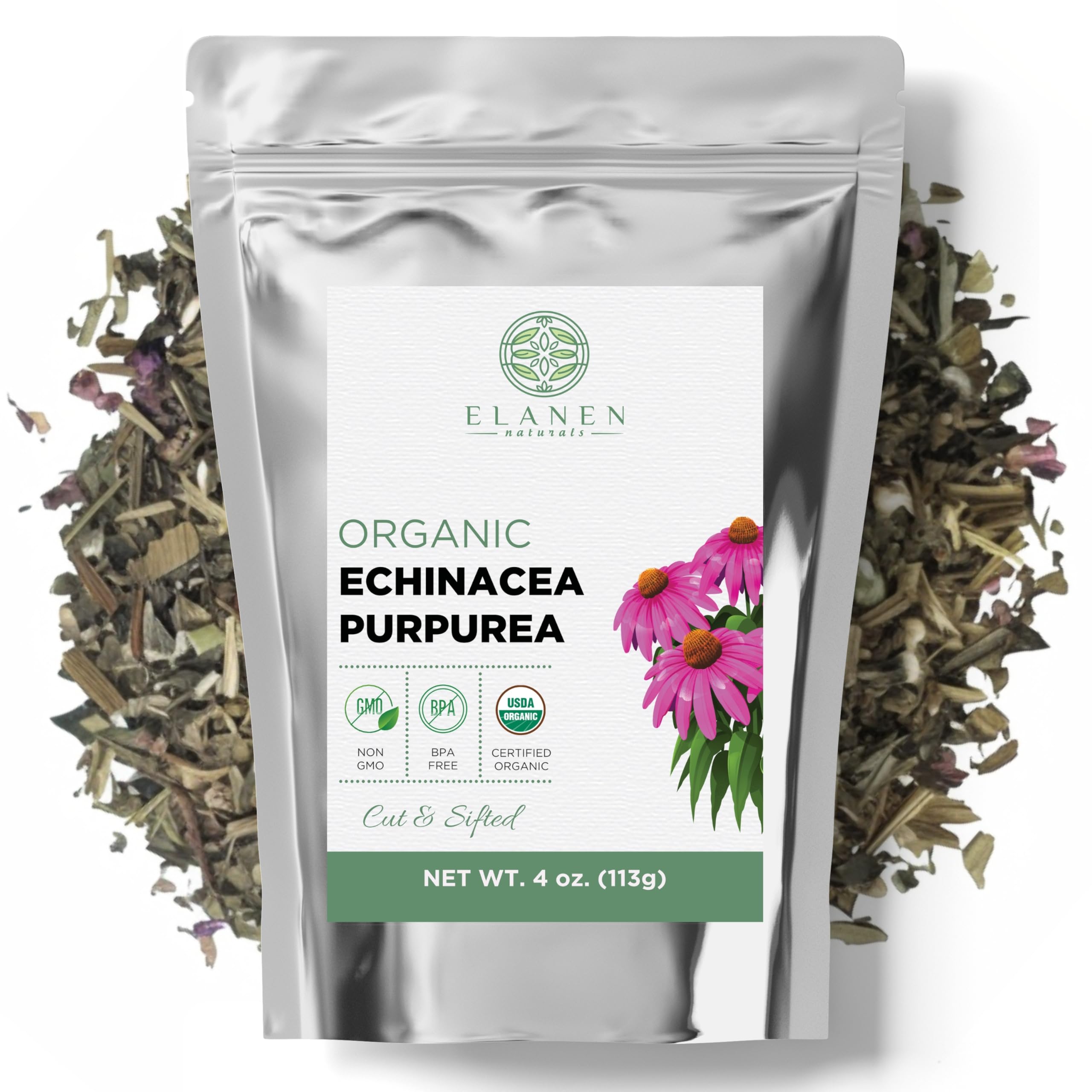 Elanen Naturals Organic Echinacea Purpurea Herb 113g front view
