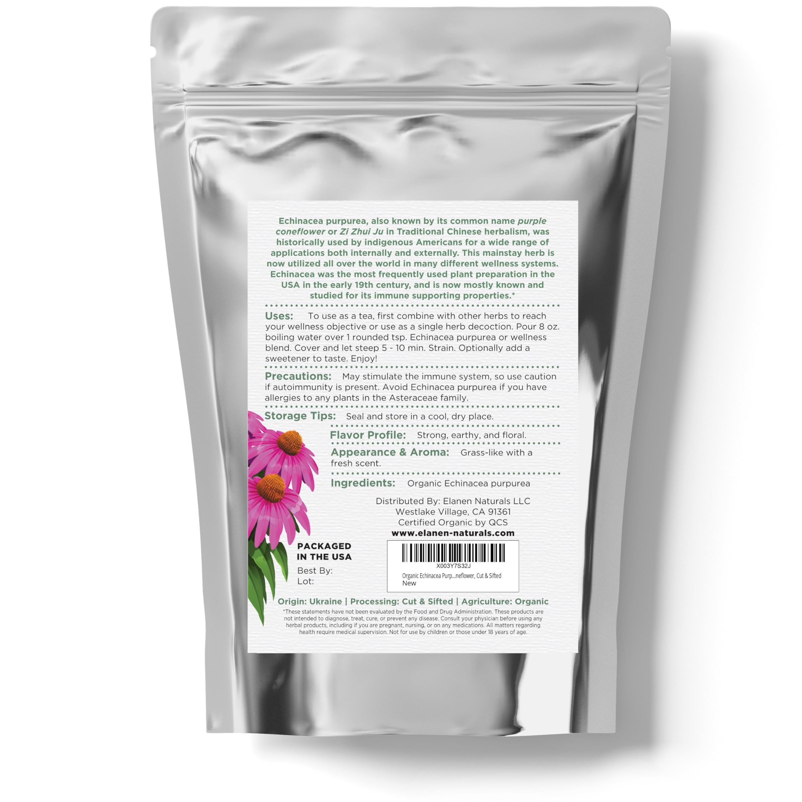 Elanen Naturals Organic Echinacea Purpurea Herb in a herbal setting