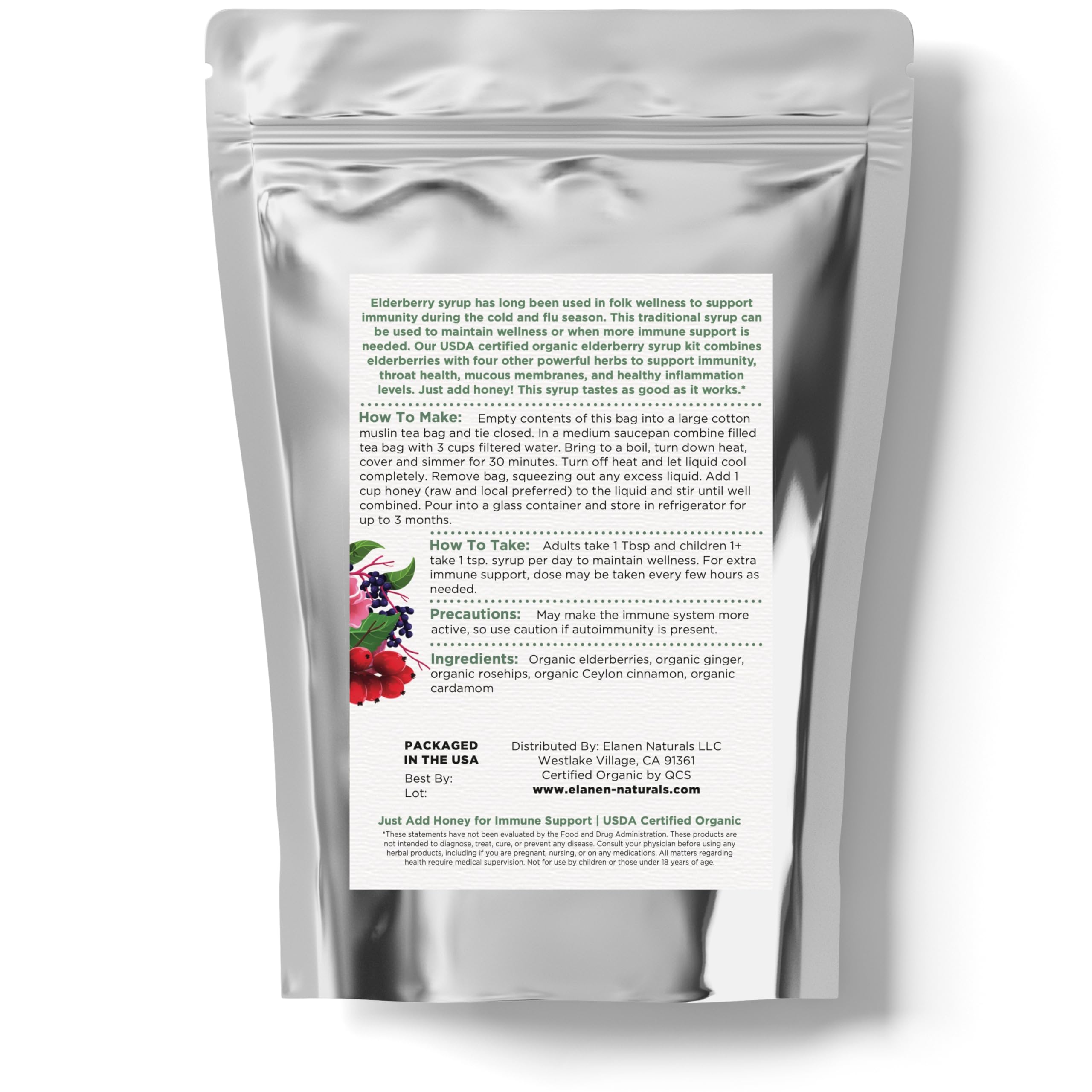 Elanen Naturals Organic Elderberry Syrup Kit on a wooden table