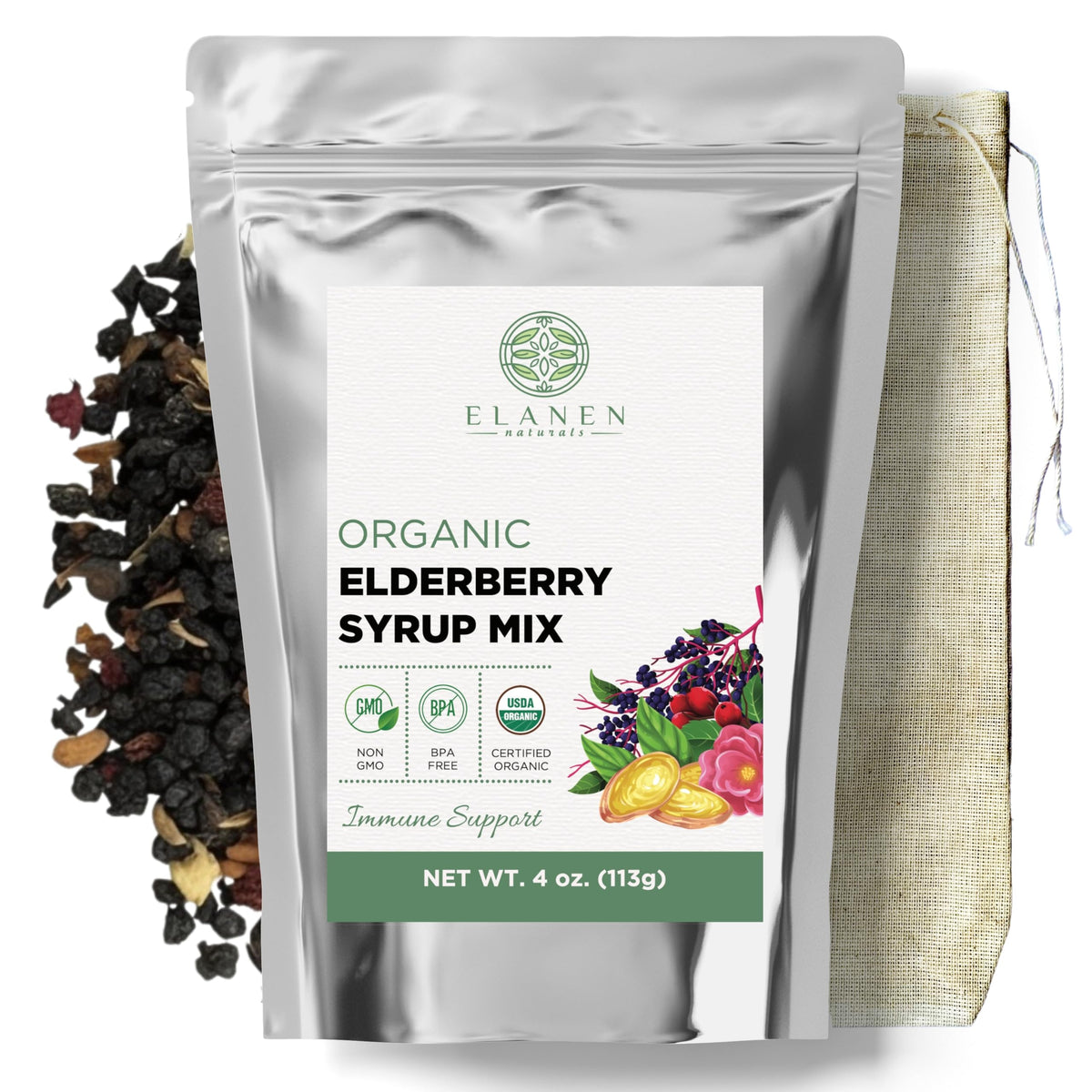 Elanen Naturals Organic Elderberry Syrup Kit packaging front view