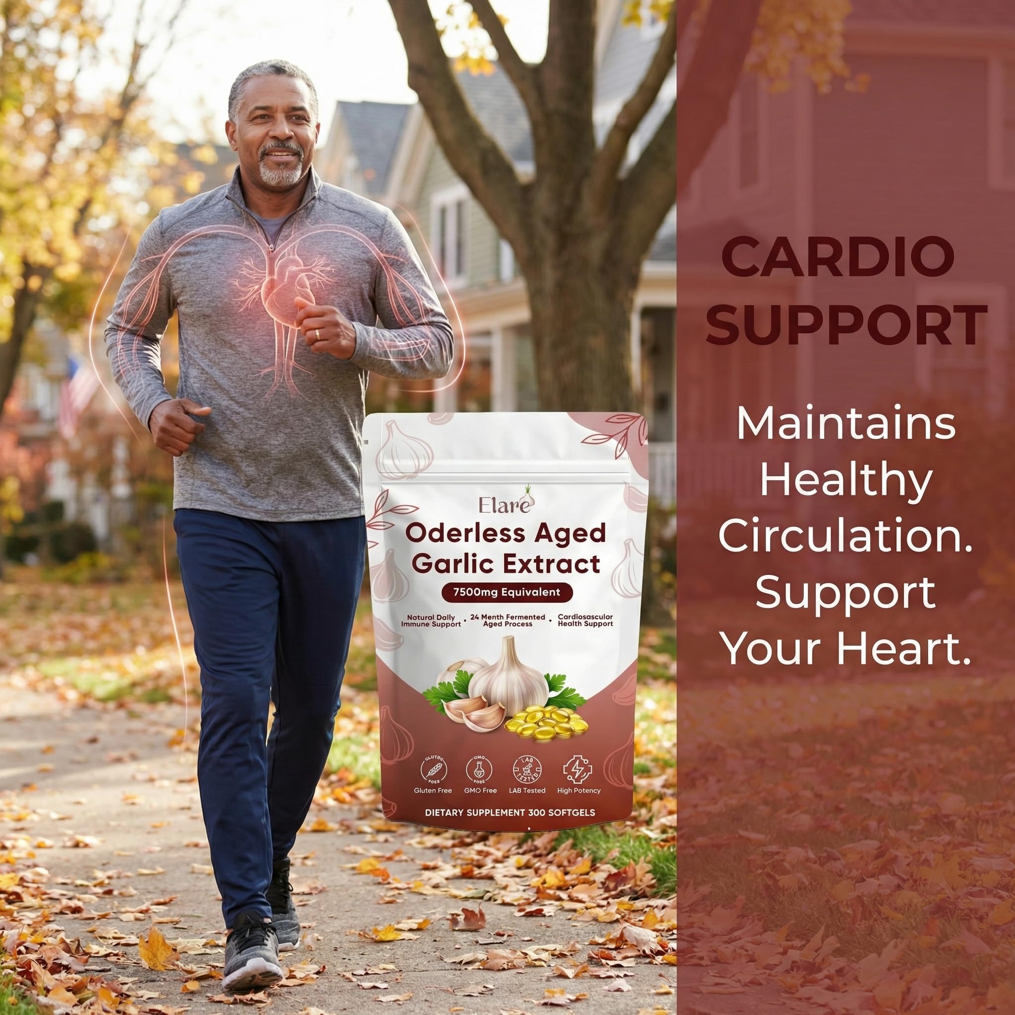ELARE Odourless Garlic Softgels with fresh garlic cloves