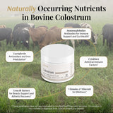 Elavite Bovine Colostrum Powder packaging on a kitchen counter
