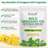 ELBBUB Oregano Oil with Black Seed Oil softgel capsules in hand