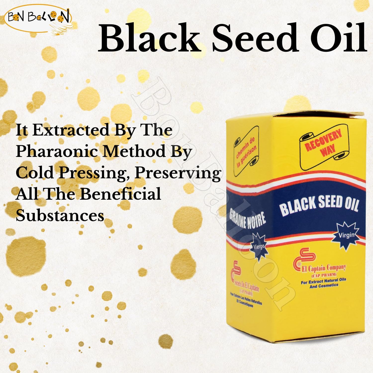 Elcaptain Black Seed Oil 240ml back view with ingredient list