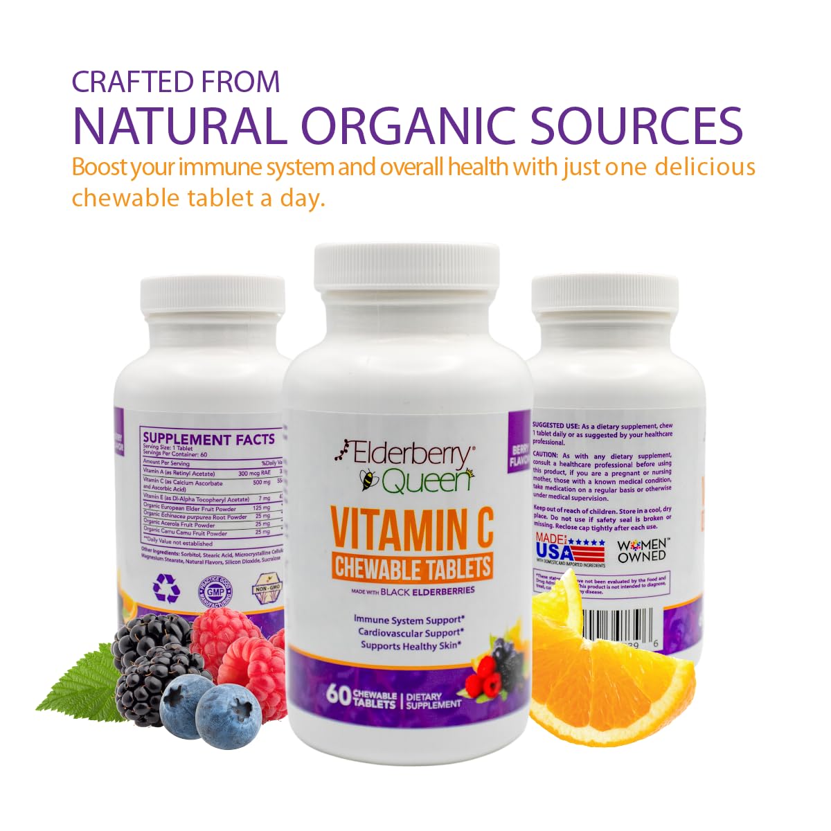 Elderberry Queen Vitamin C Chewables side view