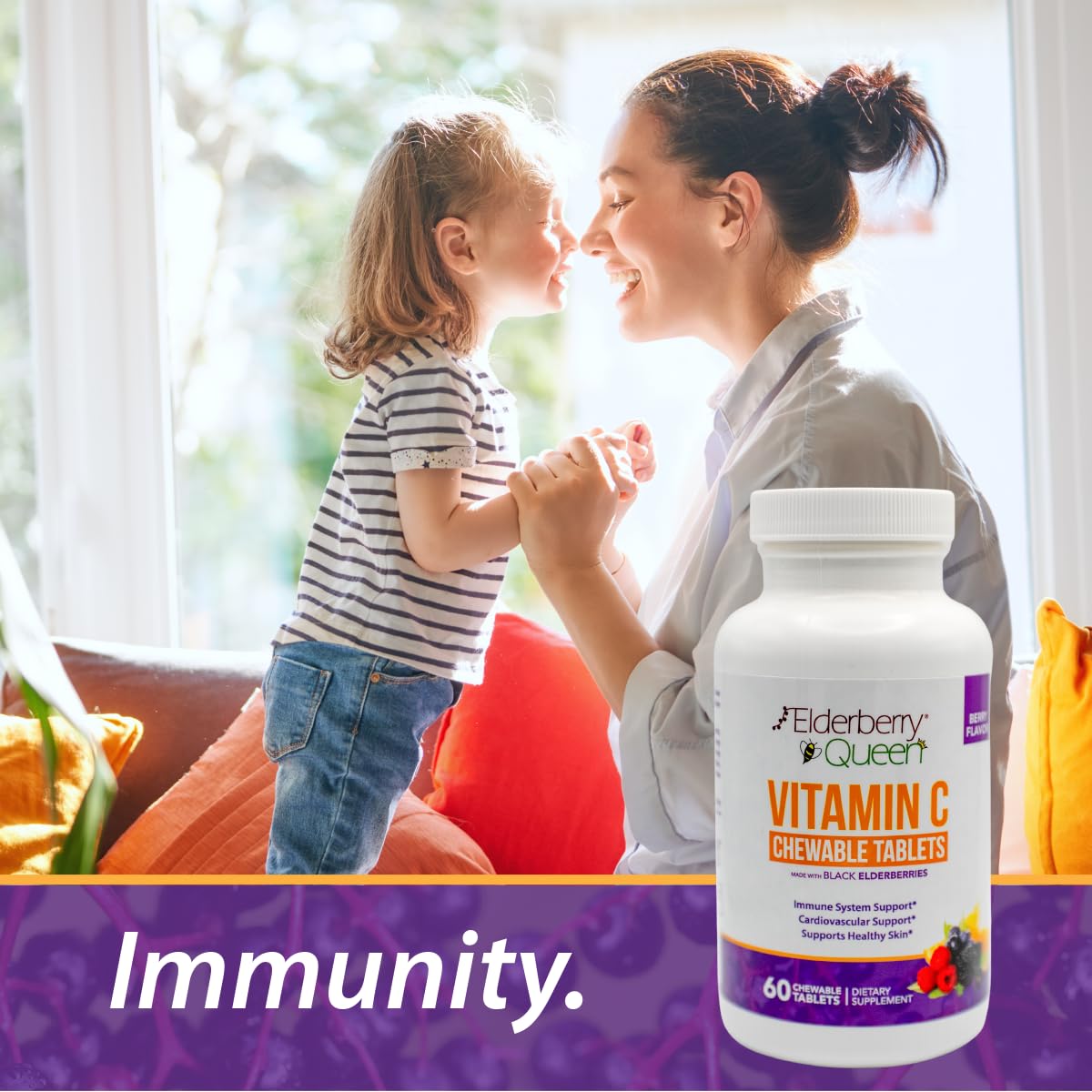 Elderberry Queen Vitamin C Chewables with organic ingredients