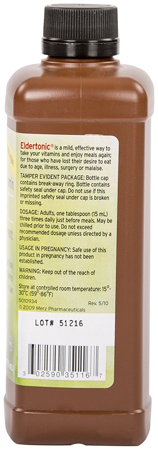 Eldertonic Multivitamin Mineral Supplement back view with nutritional information