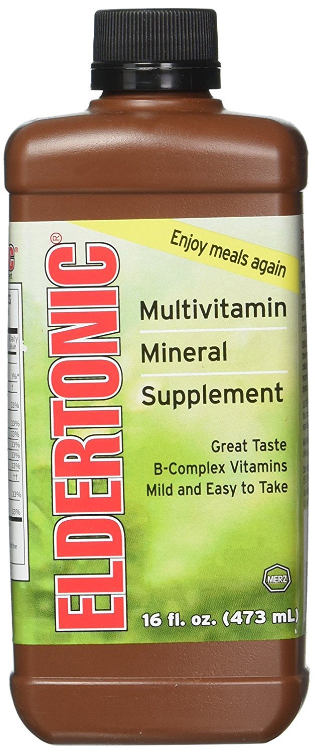 Eldertonic Multivitamin Mineral Supplement lifestyle scene with a glass of water