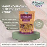 Elderwise Organics Elderberry Syrup Kit brewing bag and ingredients
