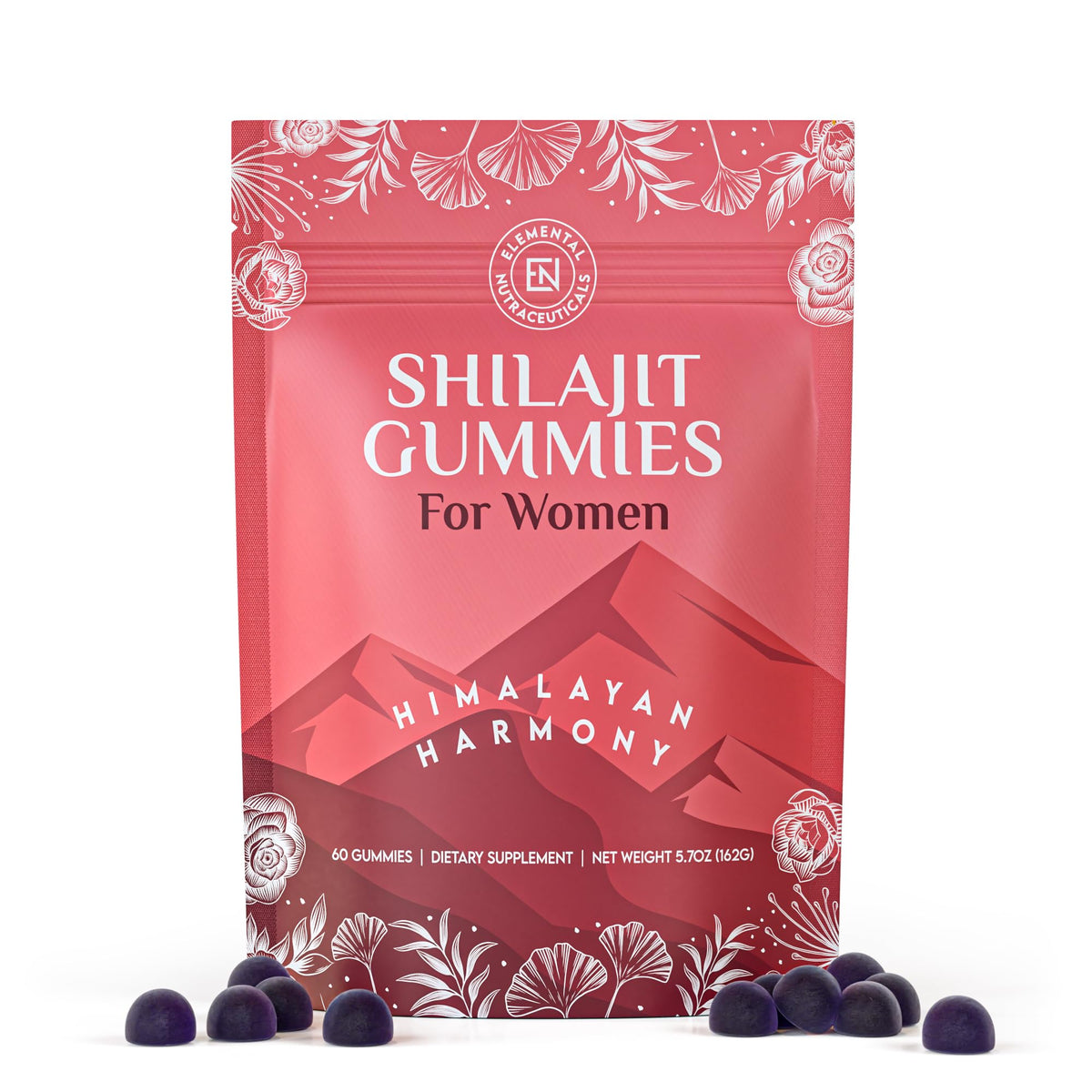 Elemental Nutraceuticals Shilajit Gummies front view with packaging
