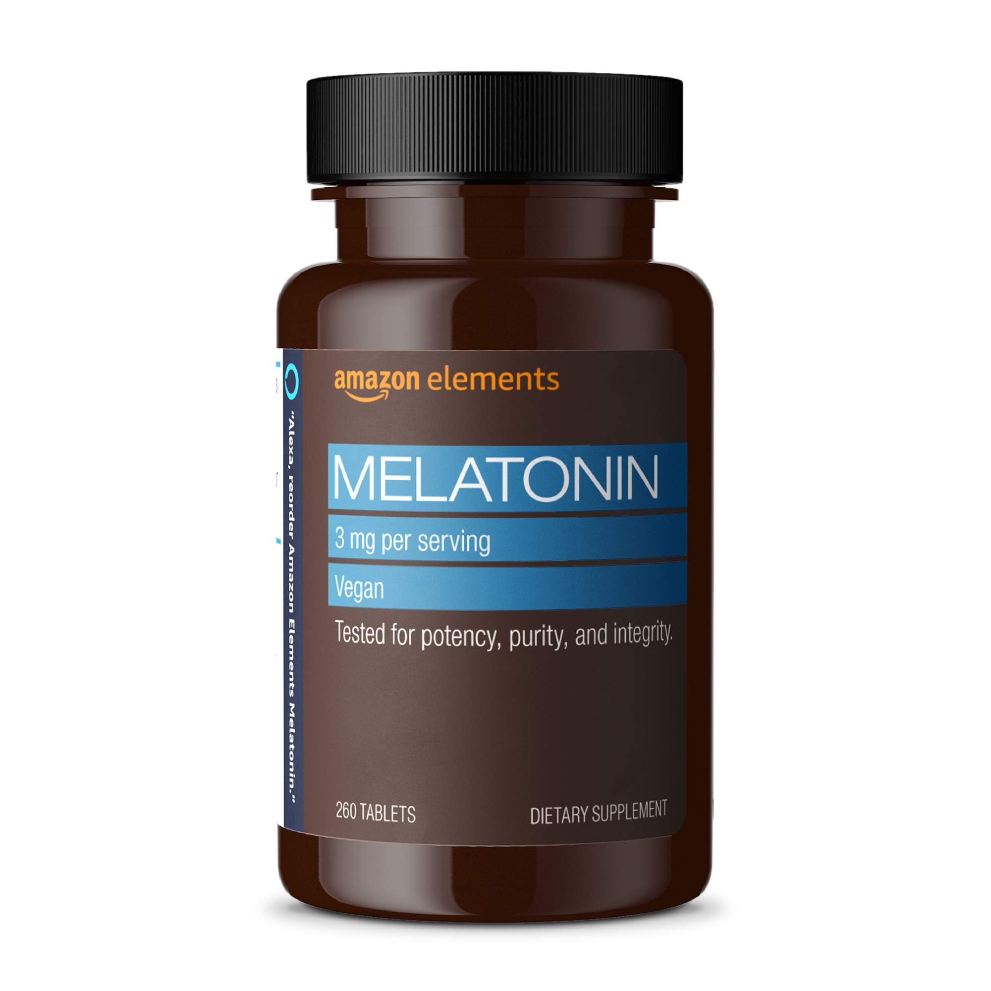 Elements Melatonin 3mg Tablets front view, 260 count