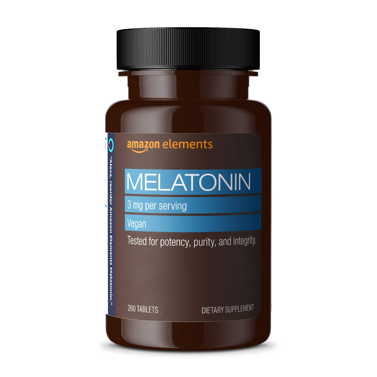 Elements Melatonin 3mg Tablets front view, 260 count