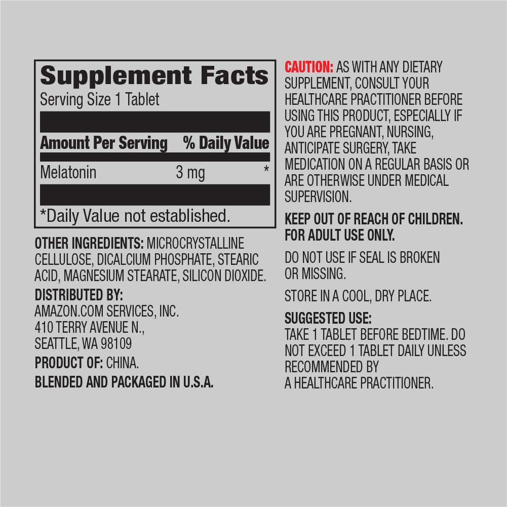 Elements Melatonin 3mg Tablets side view with packaging