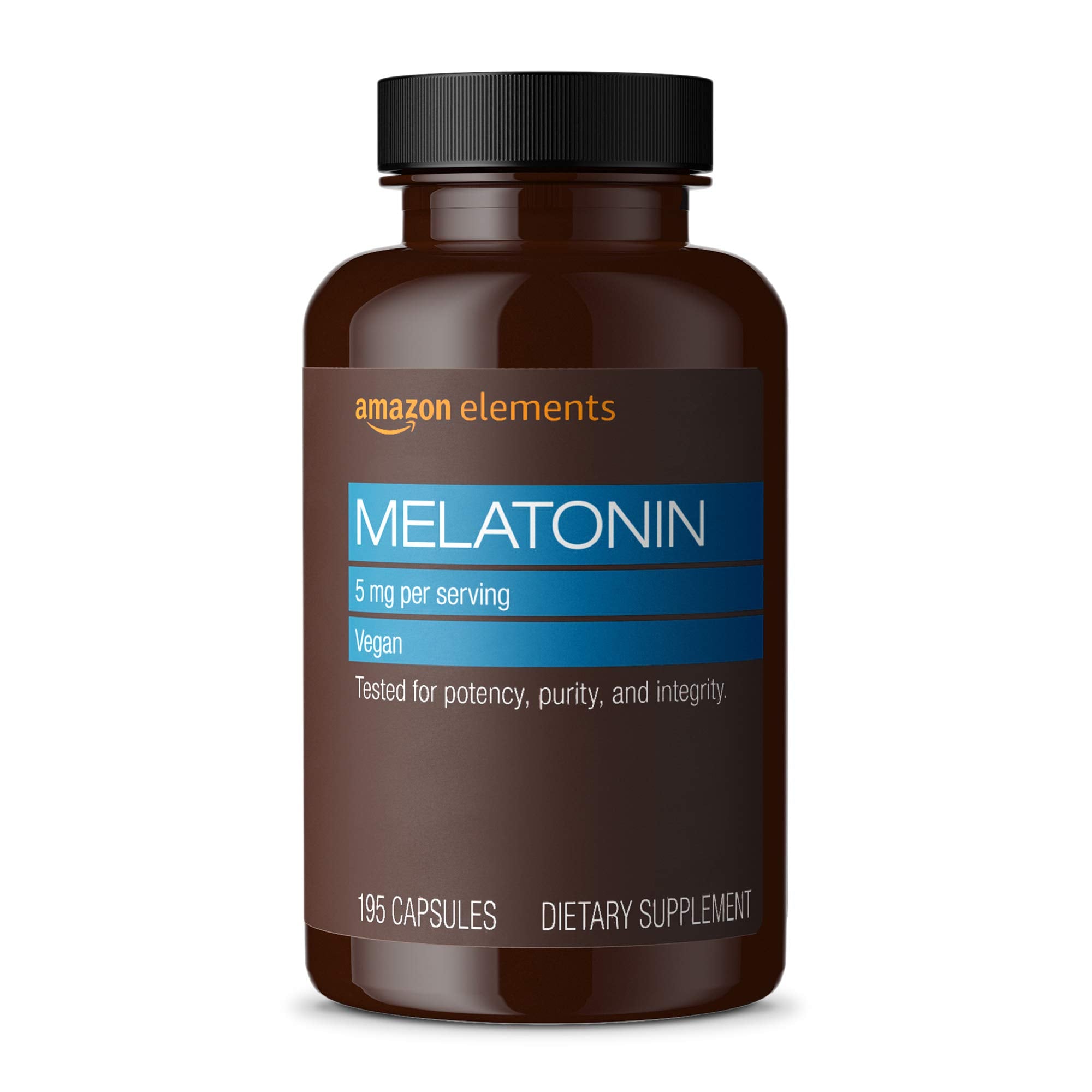 Elements Melatonin 5mg capsules front view with packaging