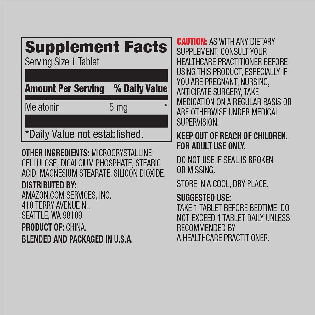 Elements Melatonin 5mg capsules side view showing capsule details