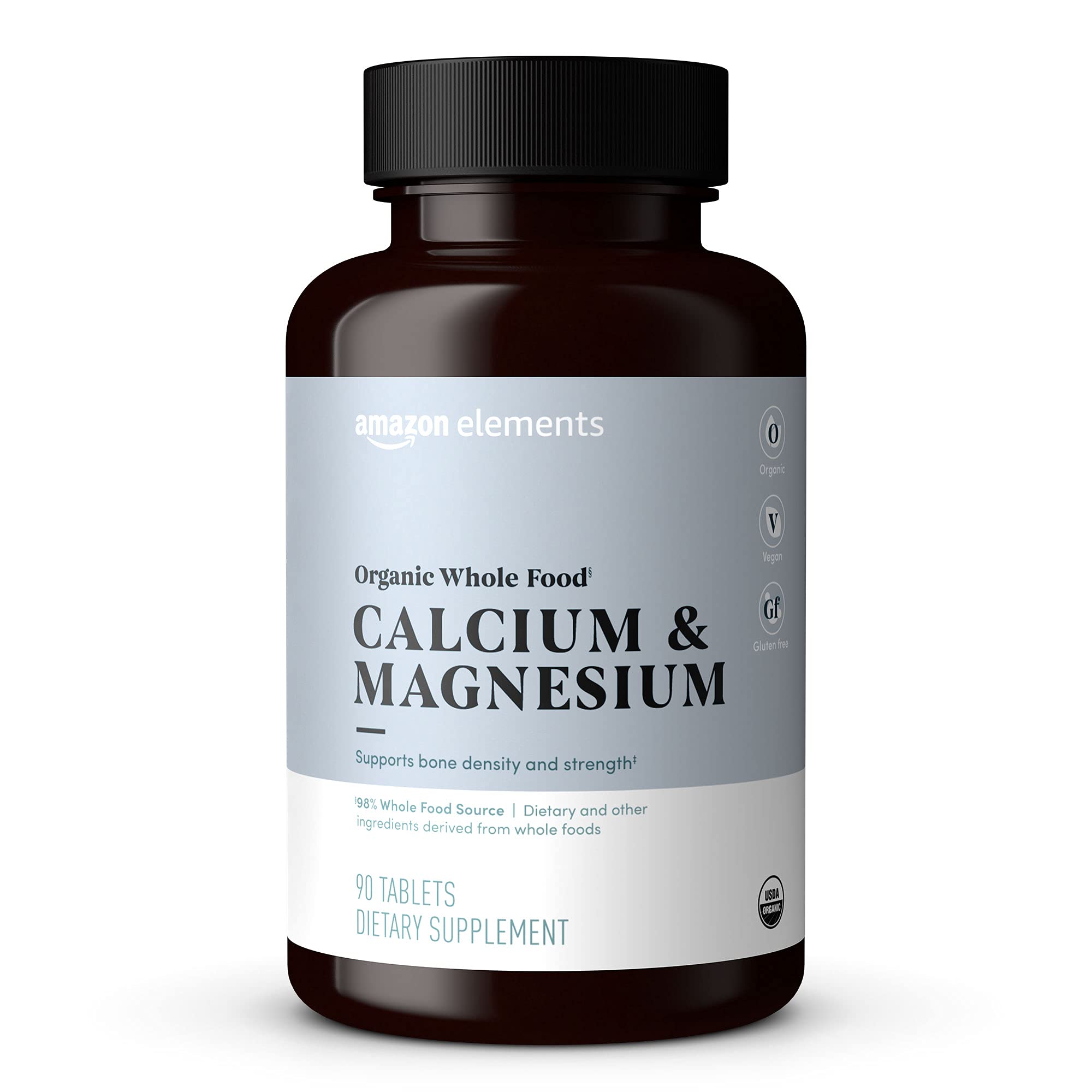 Elements Organic Whole Food Calcium & Magnesium 90 Tablets front view