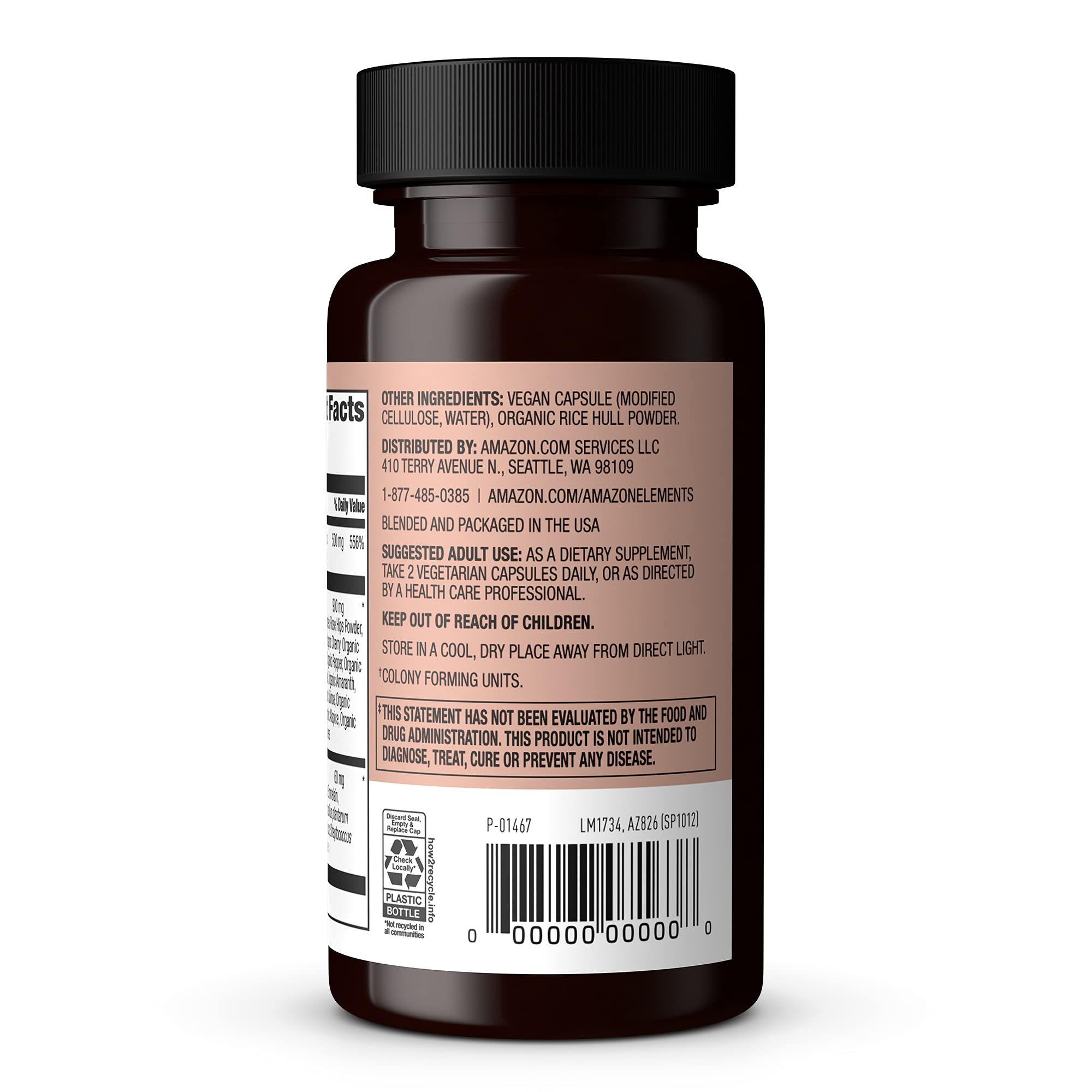Elements Whole Food Vitamin C 60 Capsules side view