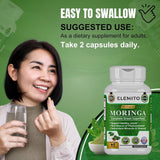 ELEMITO Moringa Oleifera Leaf Powder Capsules close-up of capsules