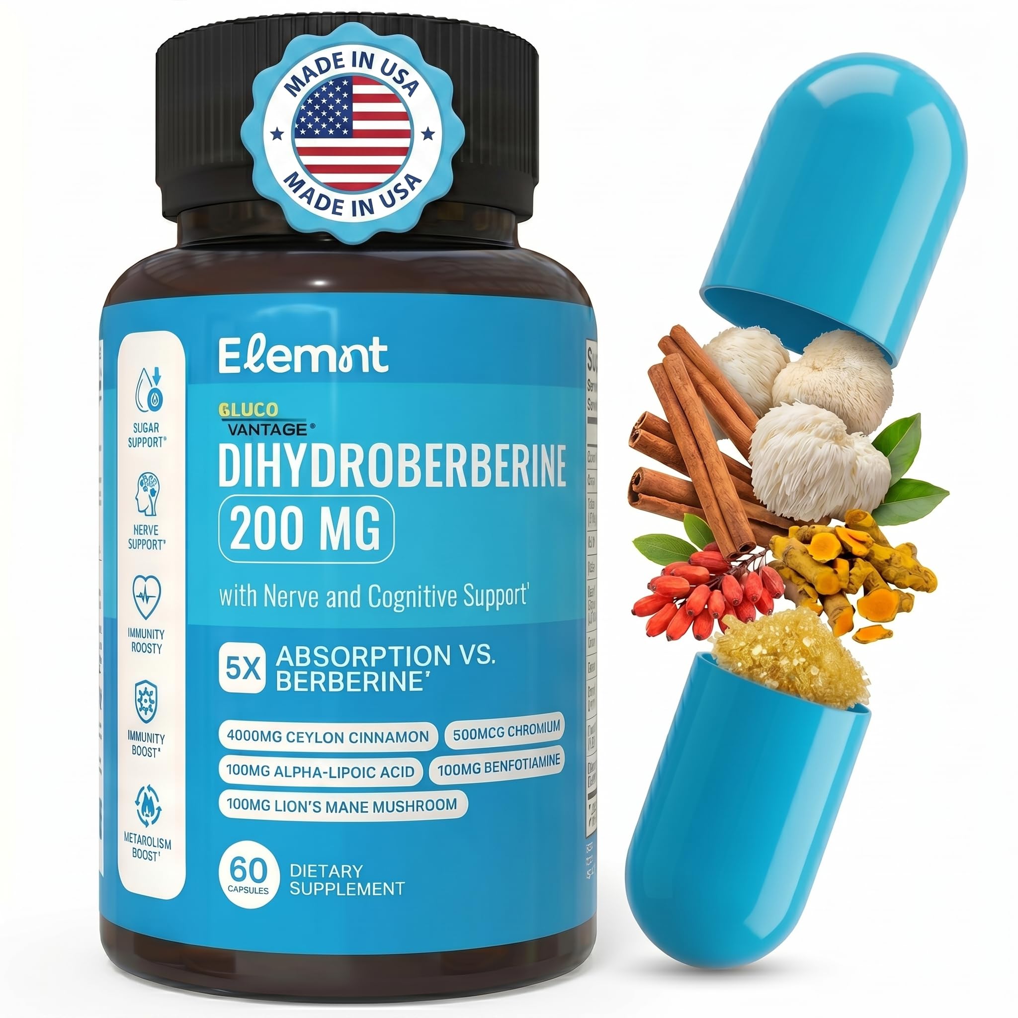 ELEMNT Dihydroberberine Supplement 200mg front view
