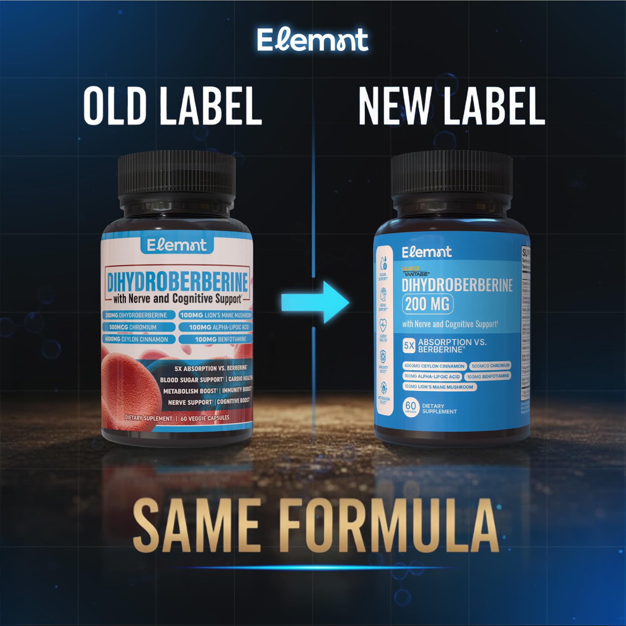 ELEMNT Dihydroberberine Supplement 200mg ingredients list