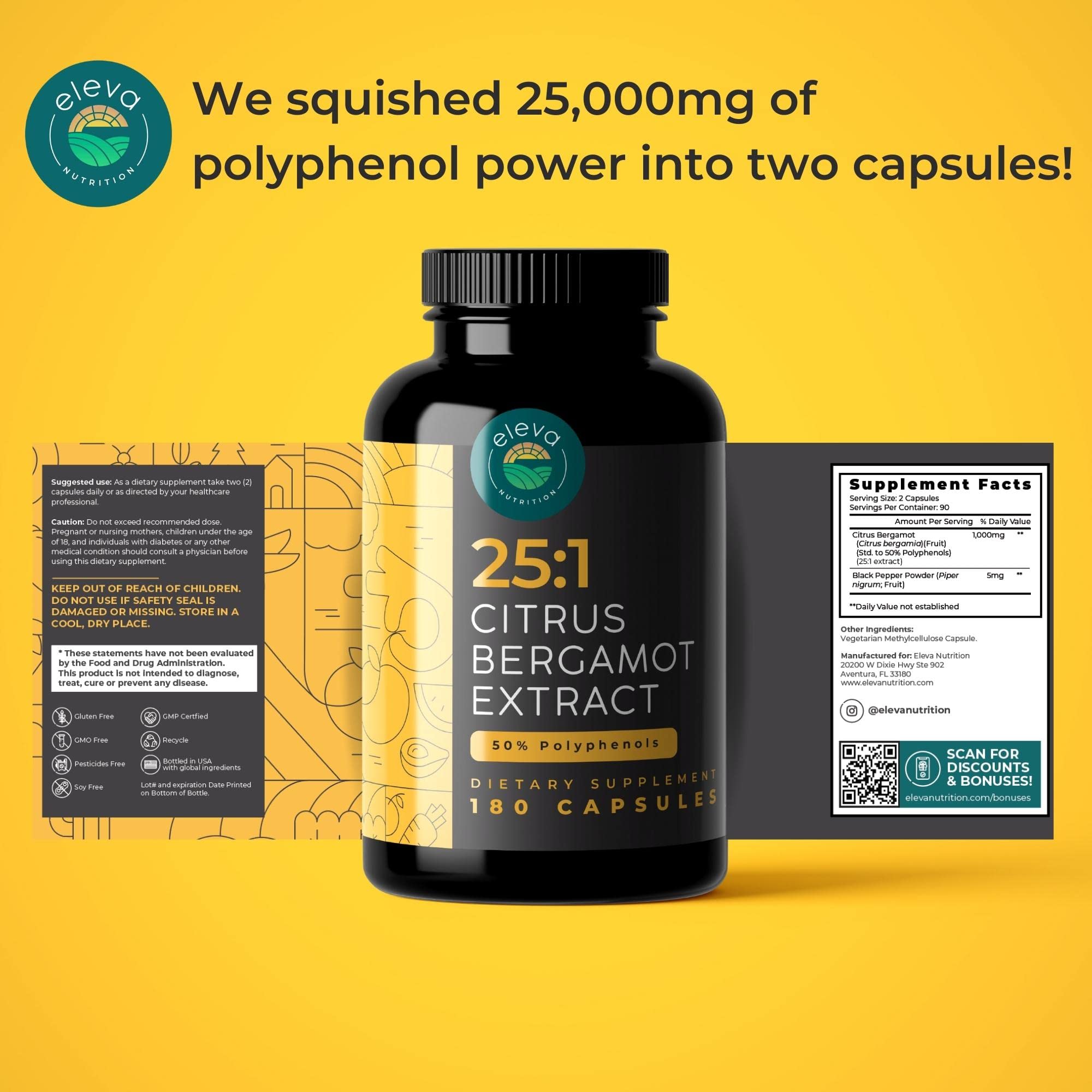 Eleva Nutrition Citrus Bergamot Extract capsules back label