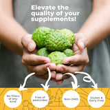 Eleva Nutrition Citrus Bergamot Extract capsules on a wooden table