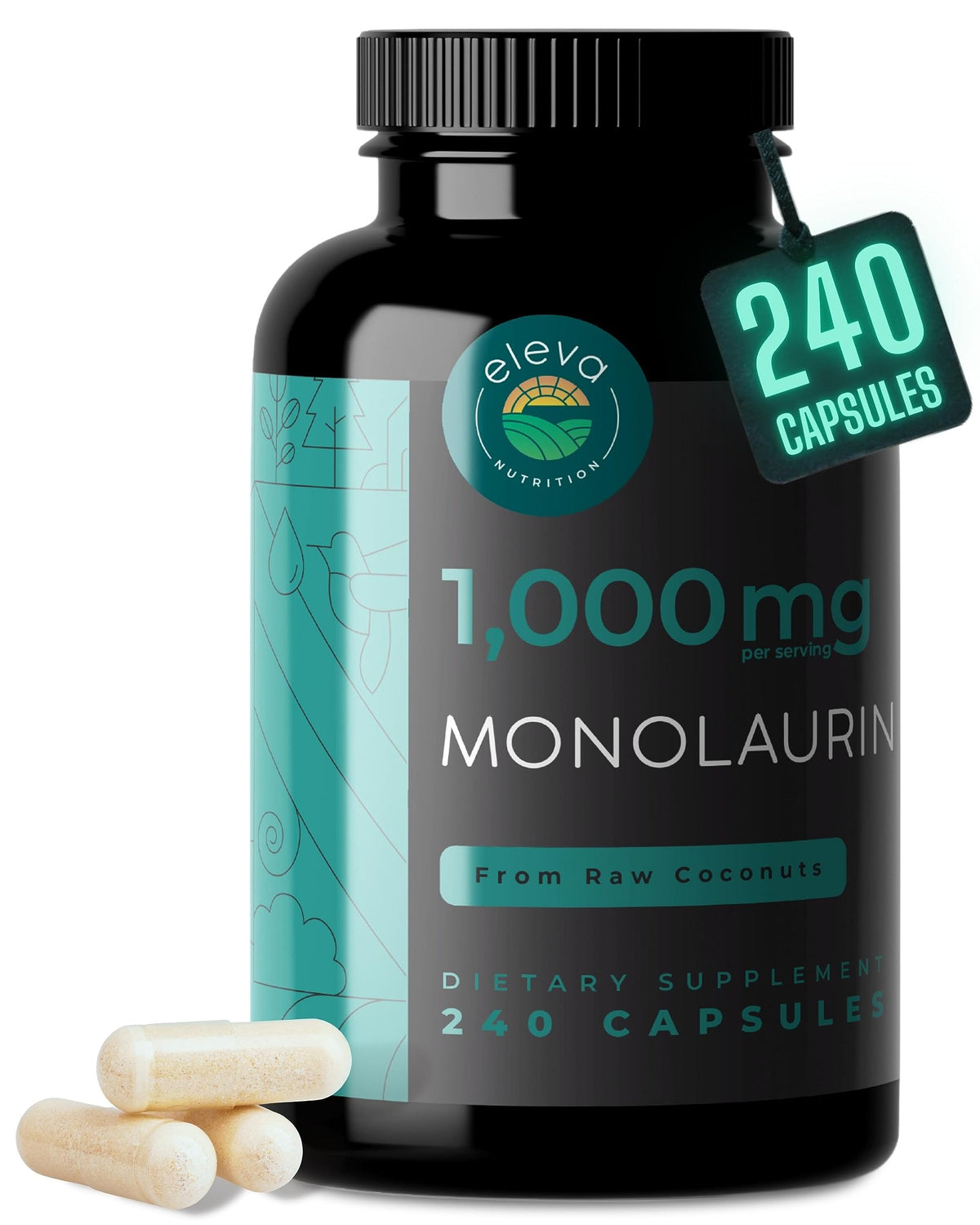 Eleva Nutrition Monolaurin Capsules bottle front view