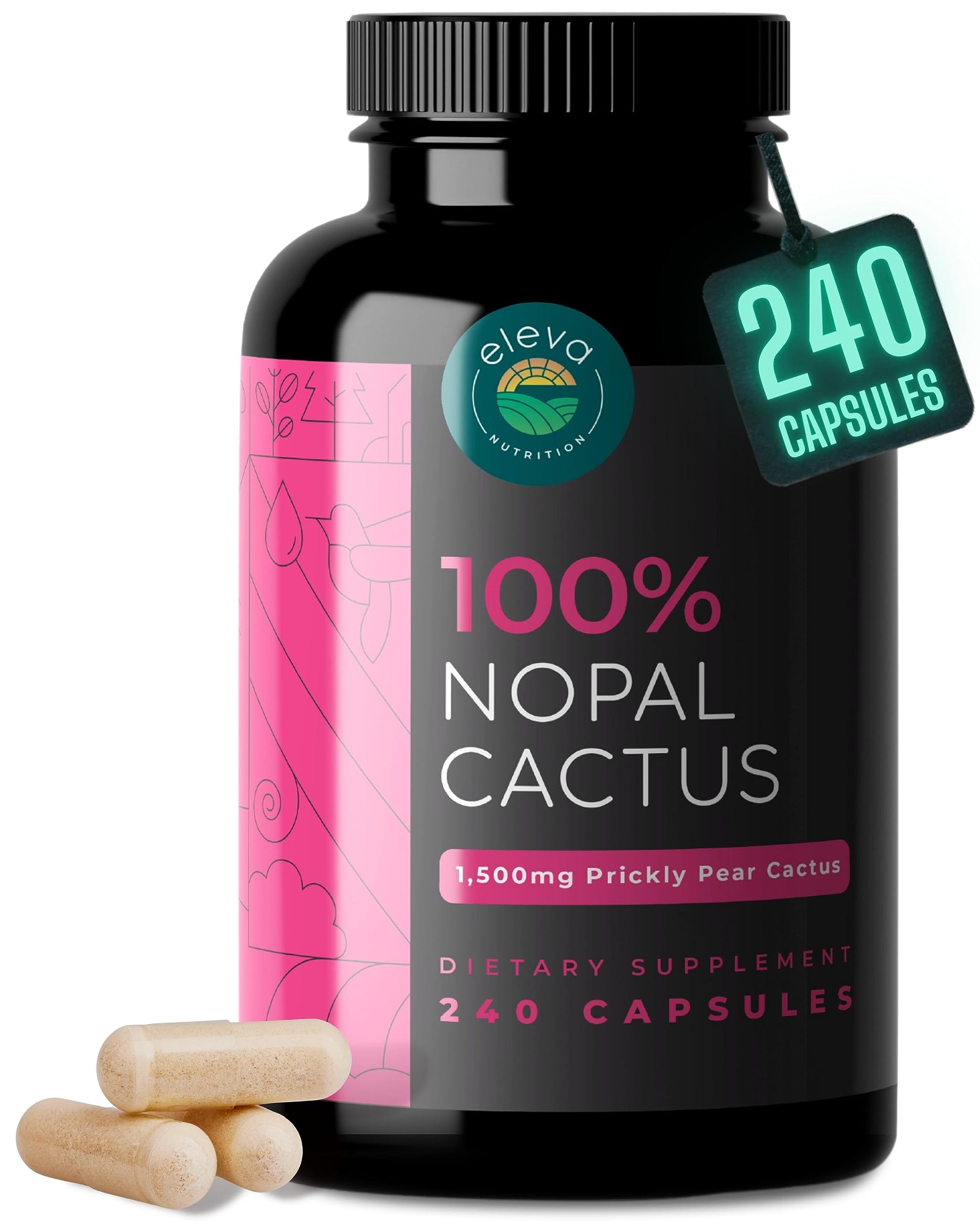 Eleva Nutrition Nopal Cactus Capsules bottle front view