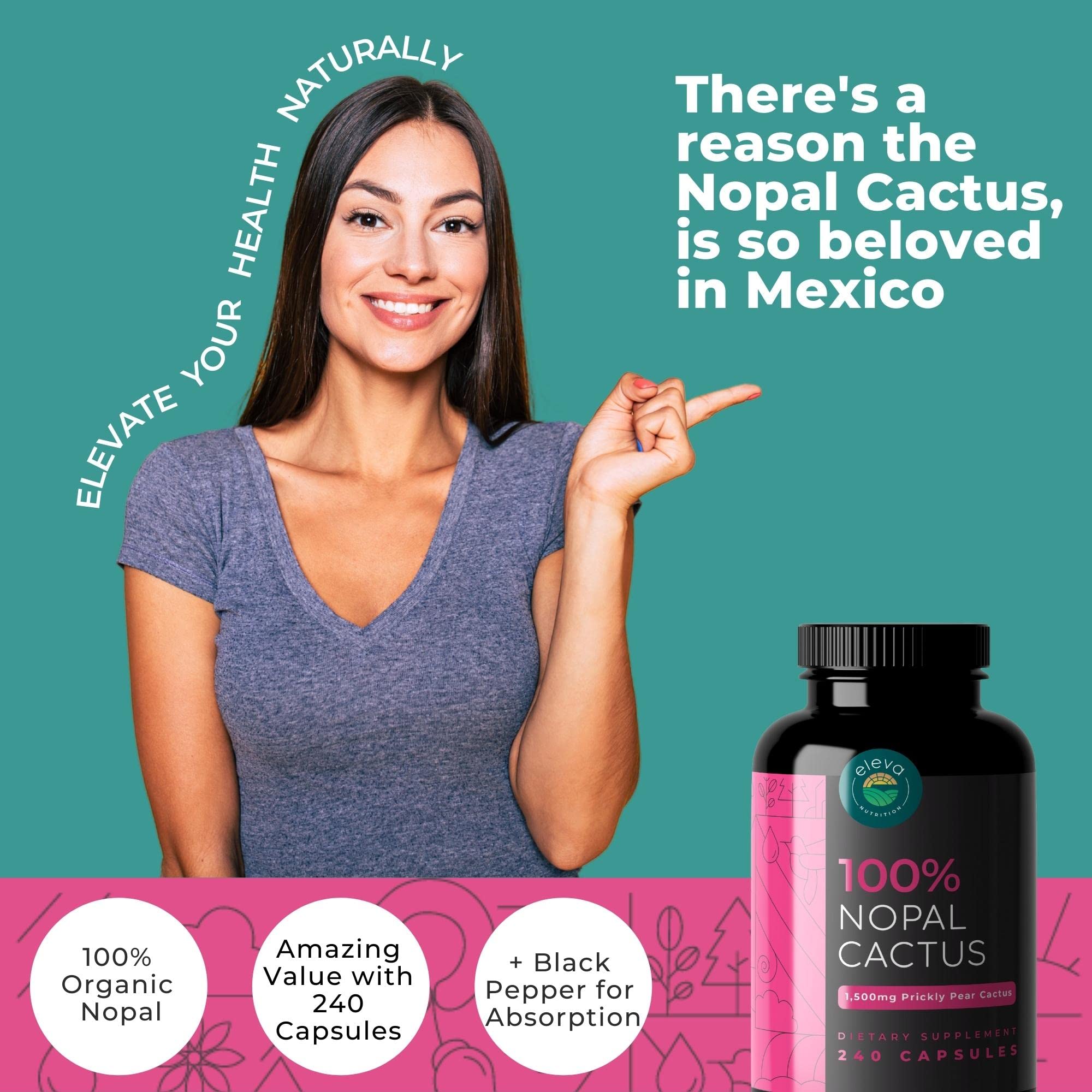 Eleva Nutrition Nopal Cactus Capsules side view