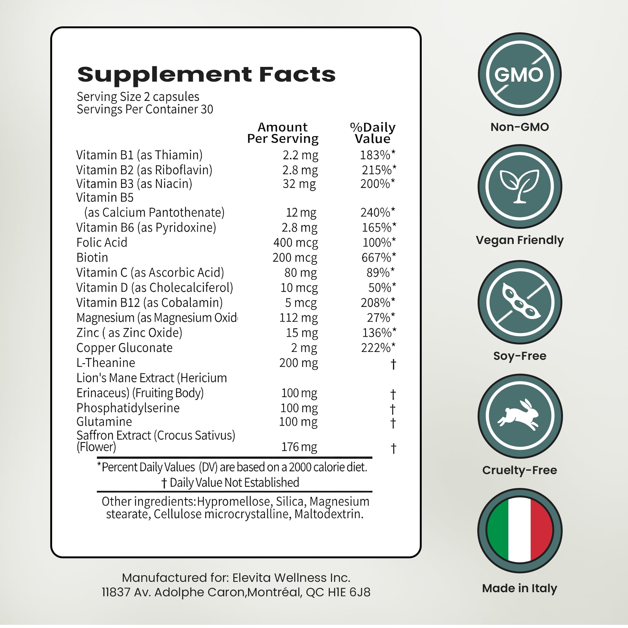 ELEVITA WELLNESS Multivitamins on a wooden table