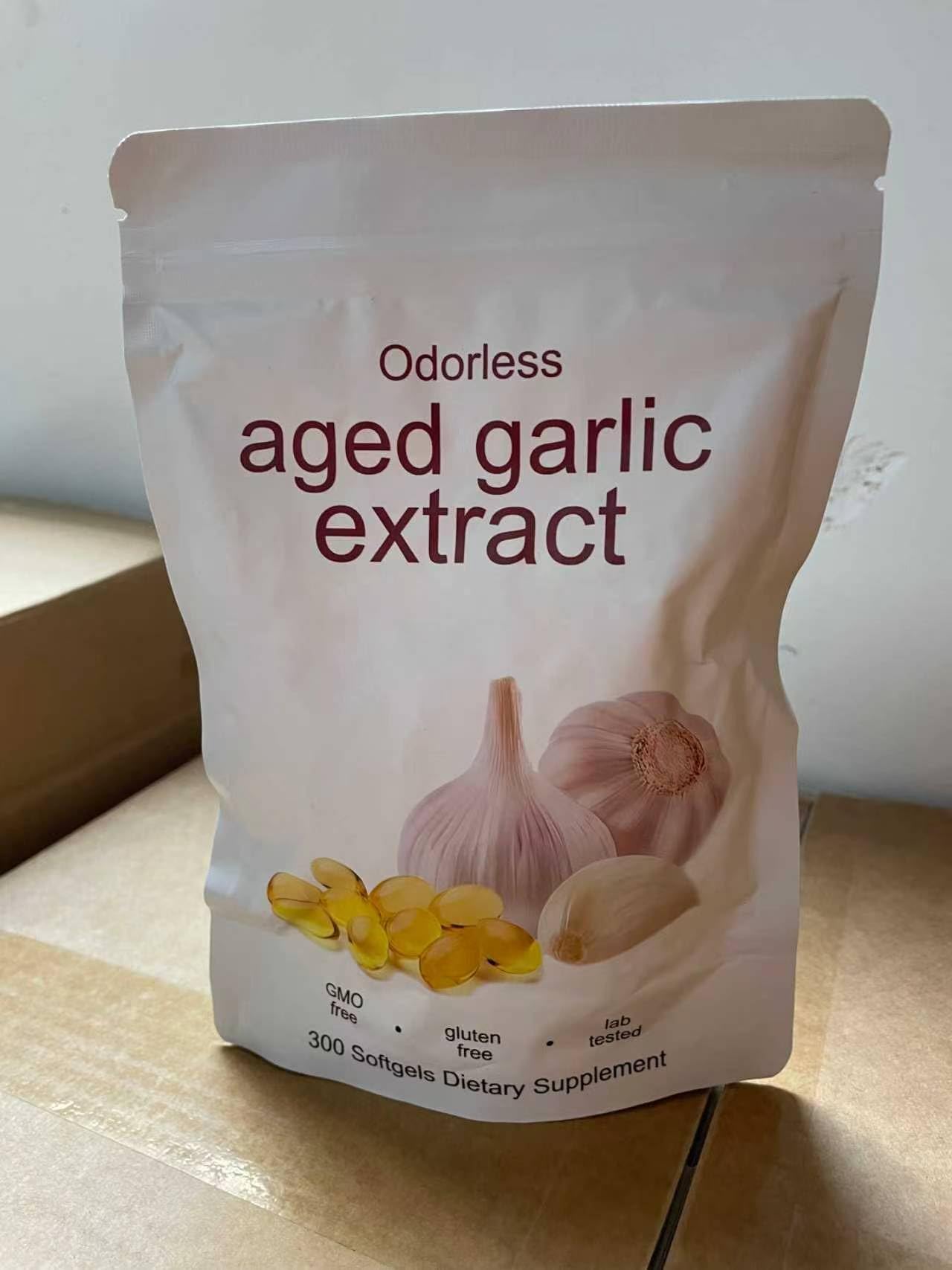 ELFINOX Odorless Aged Garlic Extract Softgels bottle side view