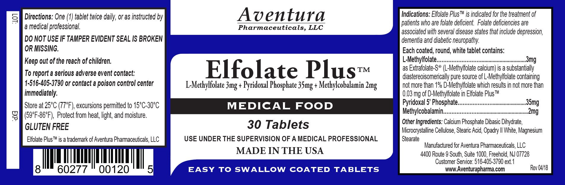 ELFOLATE L-Methylfolate supplement 50g packaging