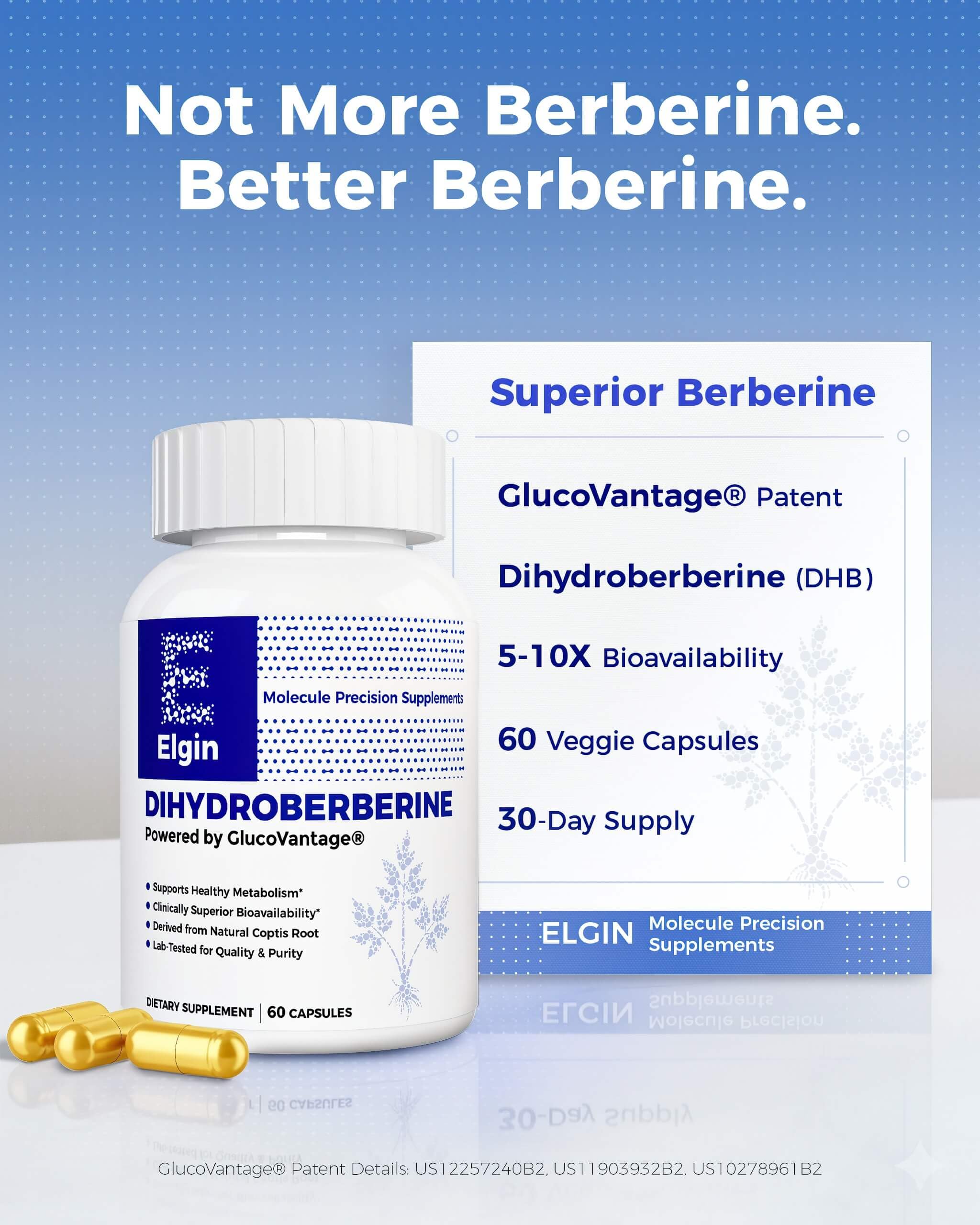 Elgin Dihydroberberine Supplement 30 Capsules side view