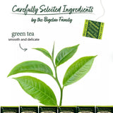 ELI&VAL Organic Green Tea bags with fresh green leaves