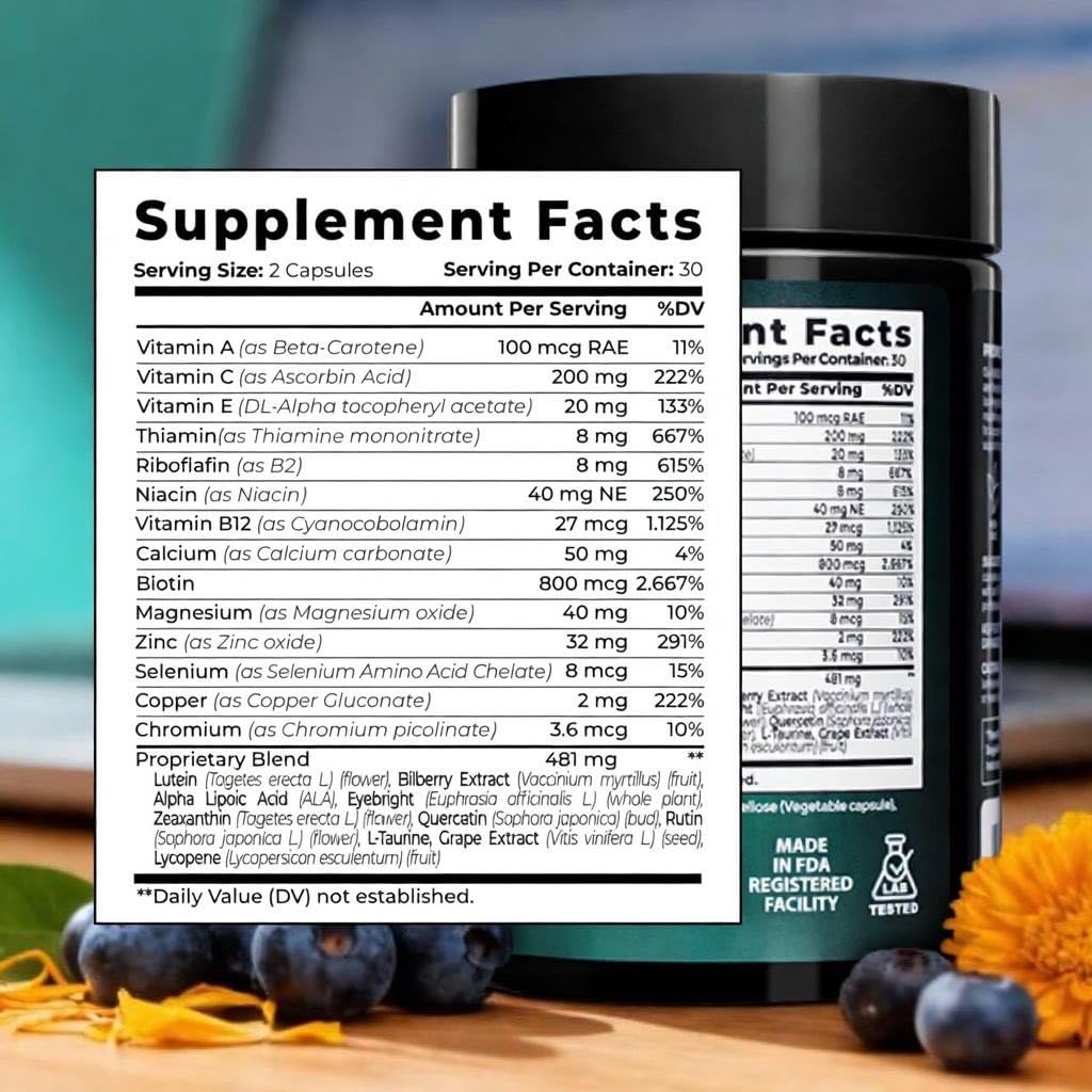 ELICORE Vision+ Eye Support Blend with dosage instructions
