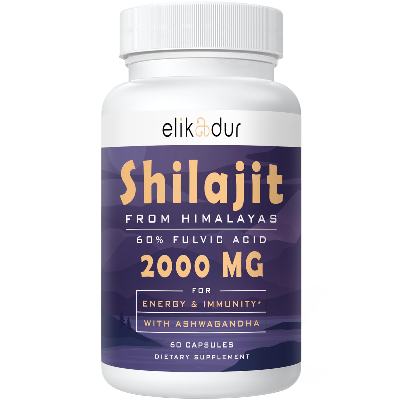 Elikadur Shilajit Capsules 2000mg front view