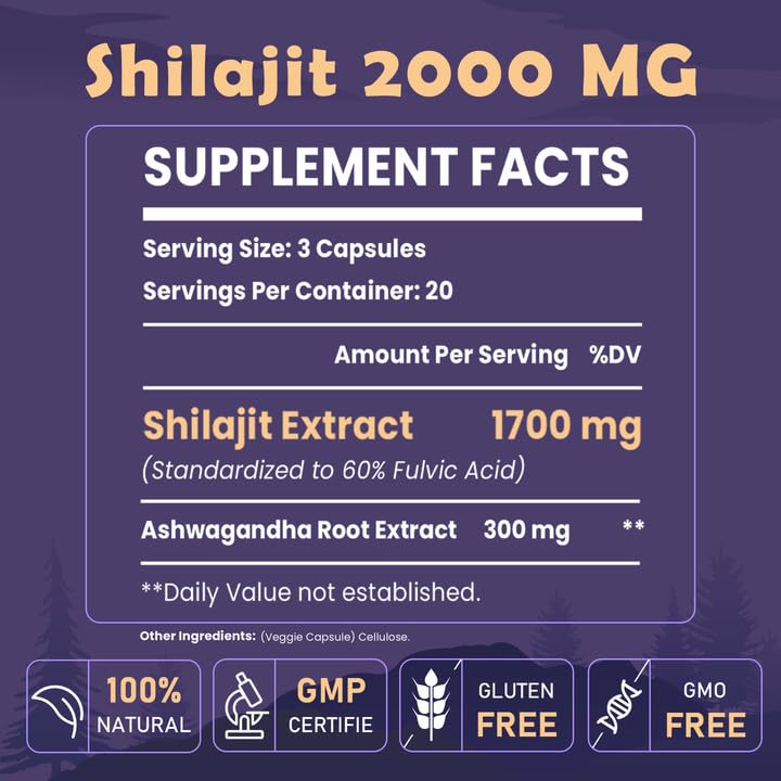 Elikadur Shilajit Capsules 2000mg side view