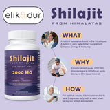 Elikadur Shilajit Capsules 2000mg with Ashwagandha ingredients
