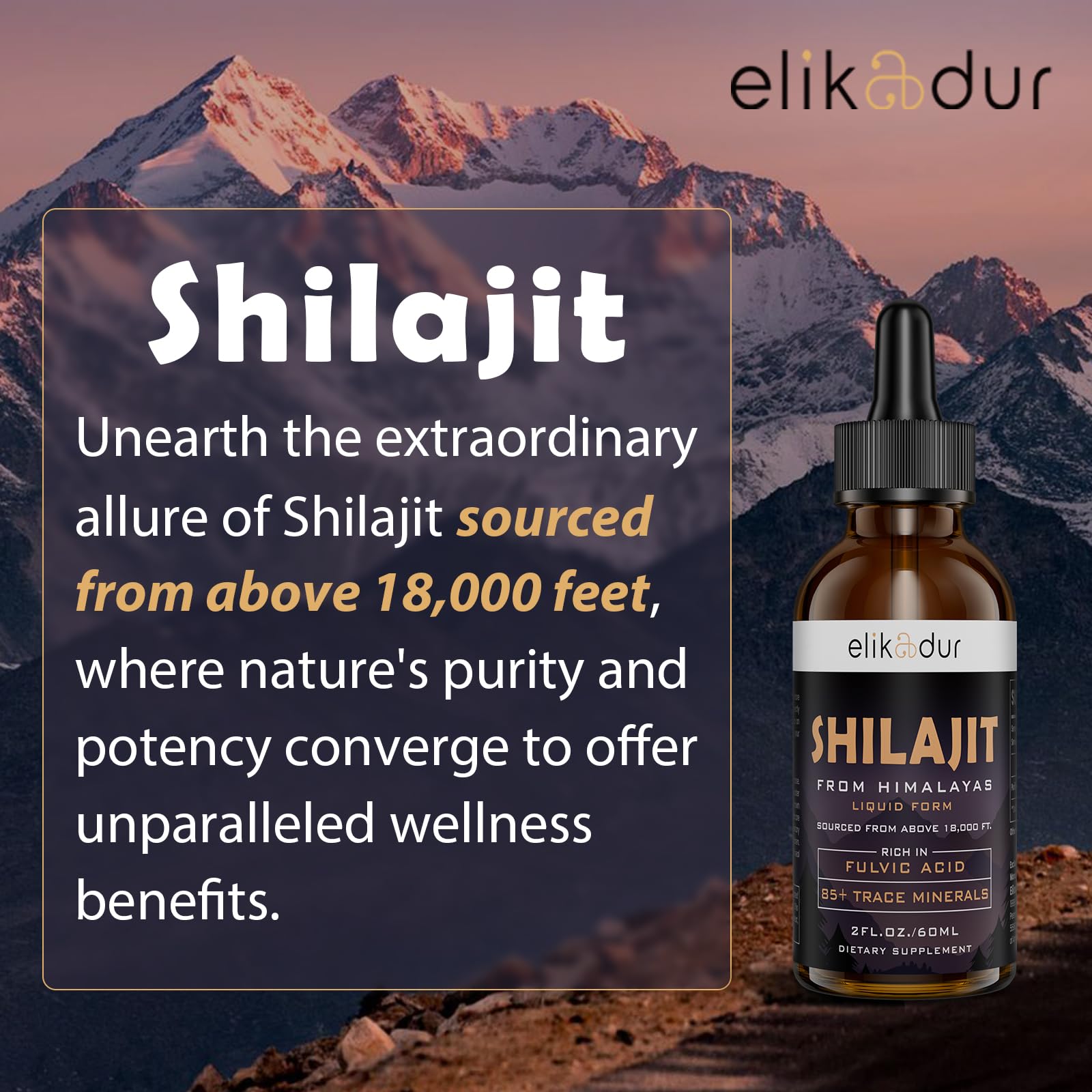 Elikadur Shilajit drops bottle with dropper close-up
