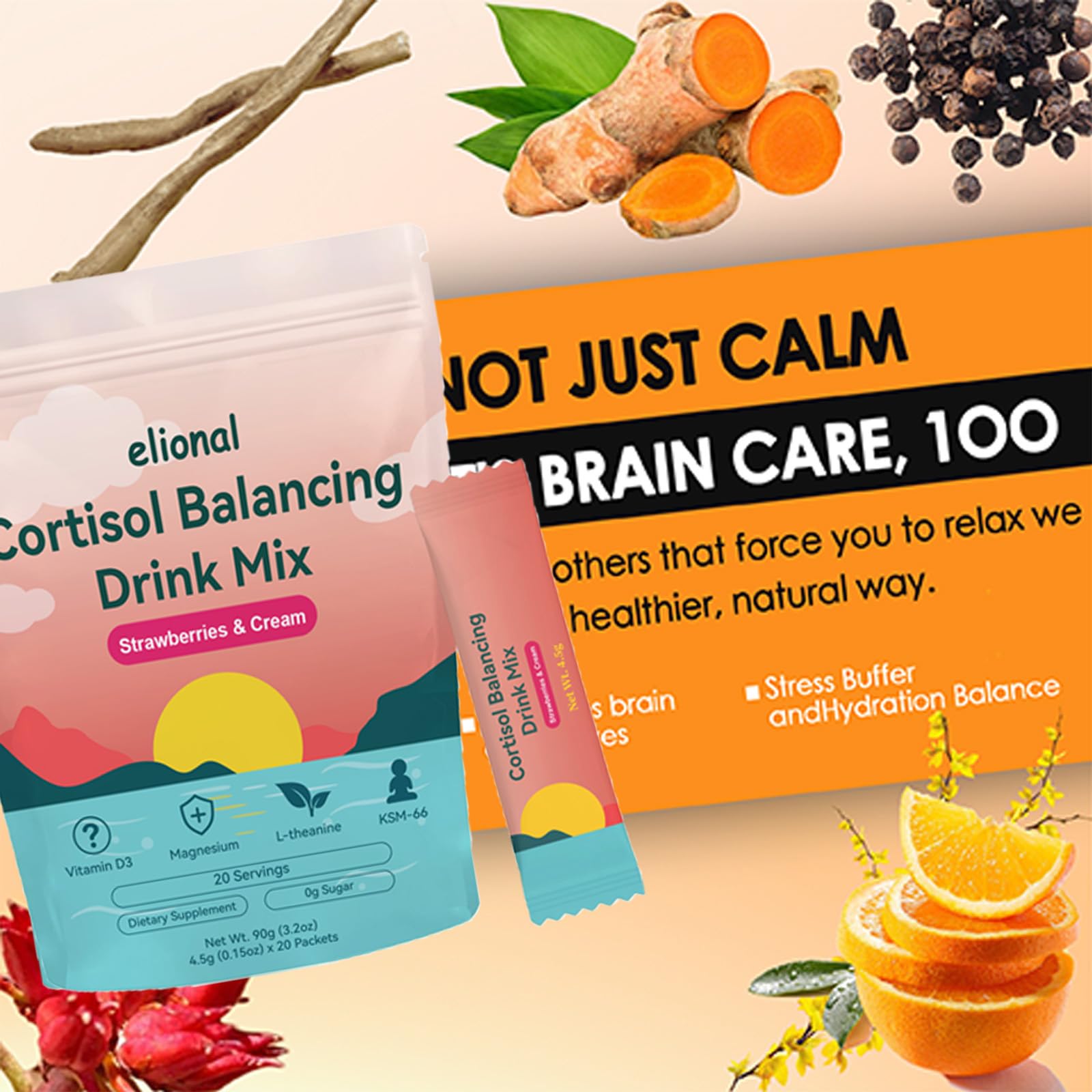 elional Cortisol Drink Mix mixed in a glass with water