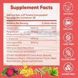 elional Daily Calming Drink Mix powder in a glass of water