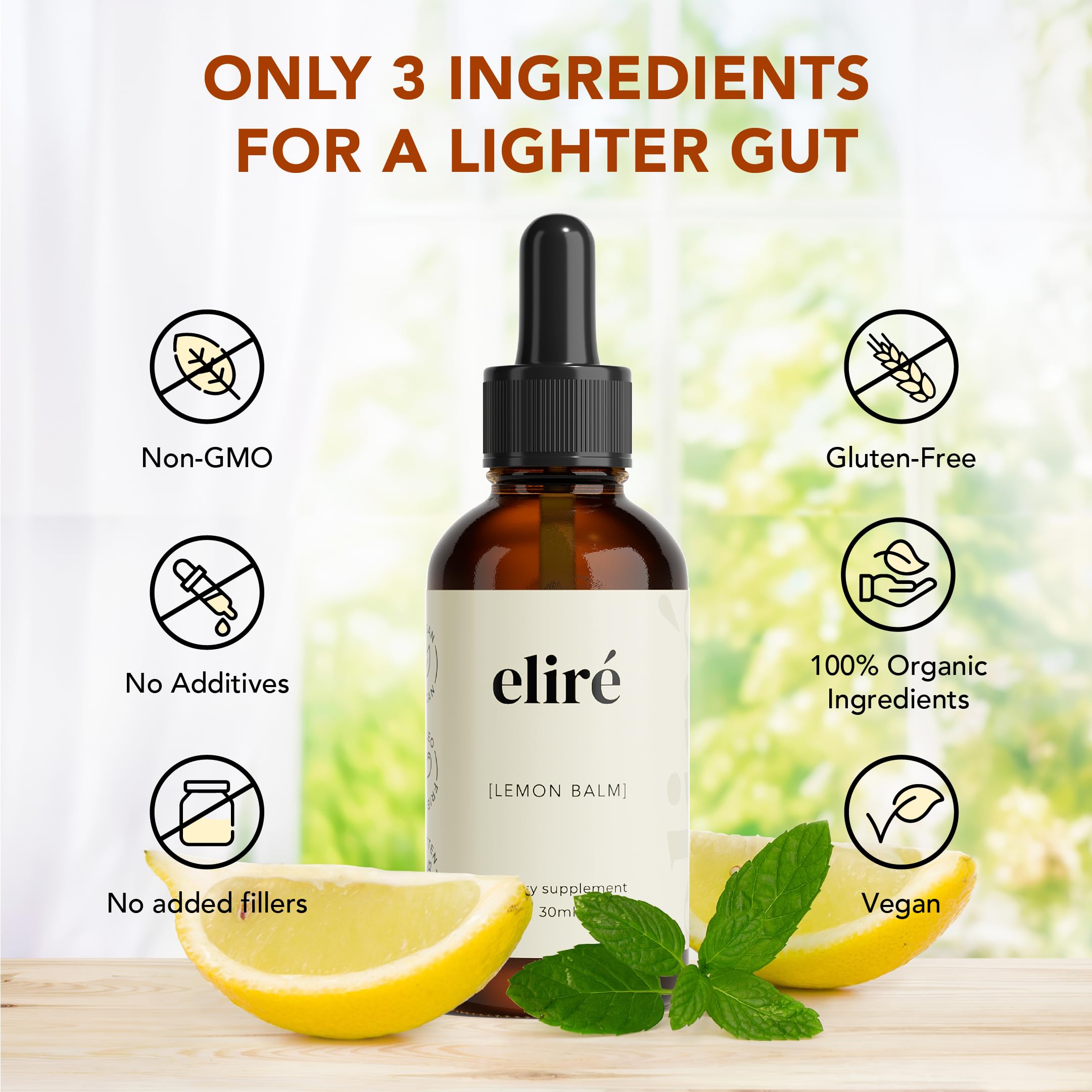 Eliré Sleep Supplement 10:1 Lemon Balm Extract in a glass of tea