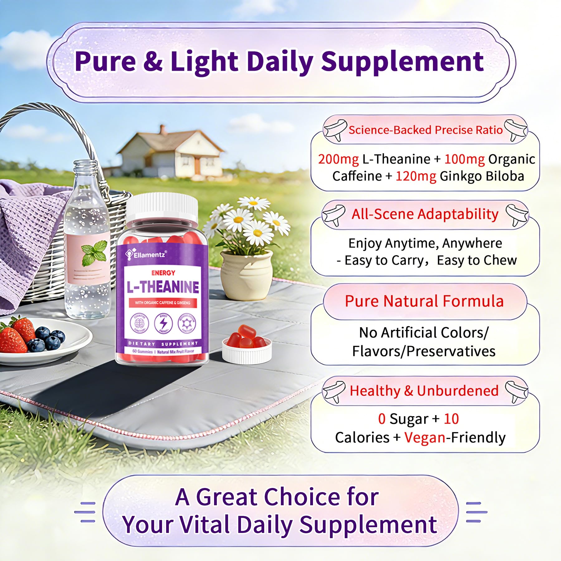 ELLAMENTZ 5-HTP Gummies in hand for daily supplement routine