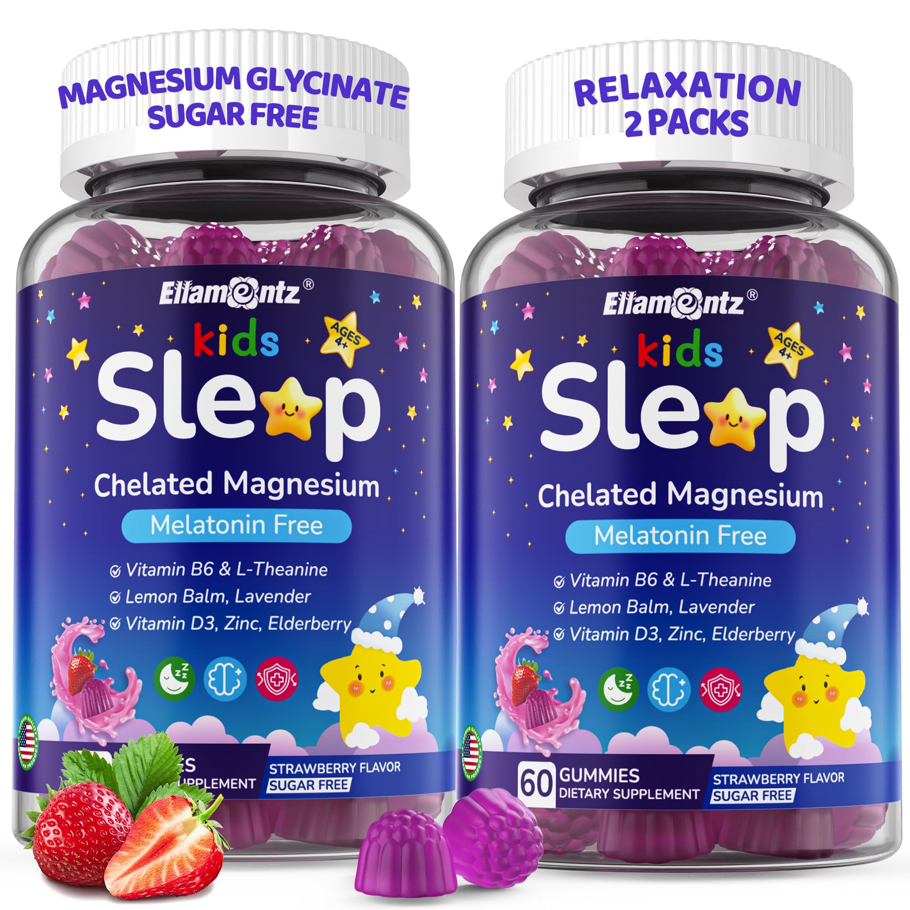 ELLAMENTZ Kids Sleep Gummies front view with packaging
