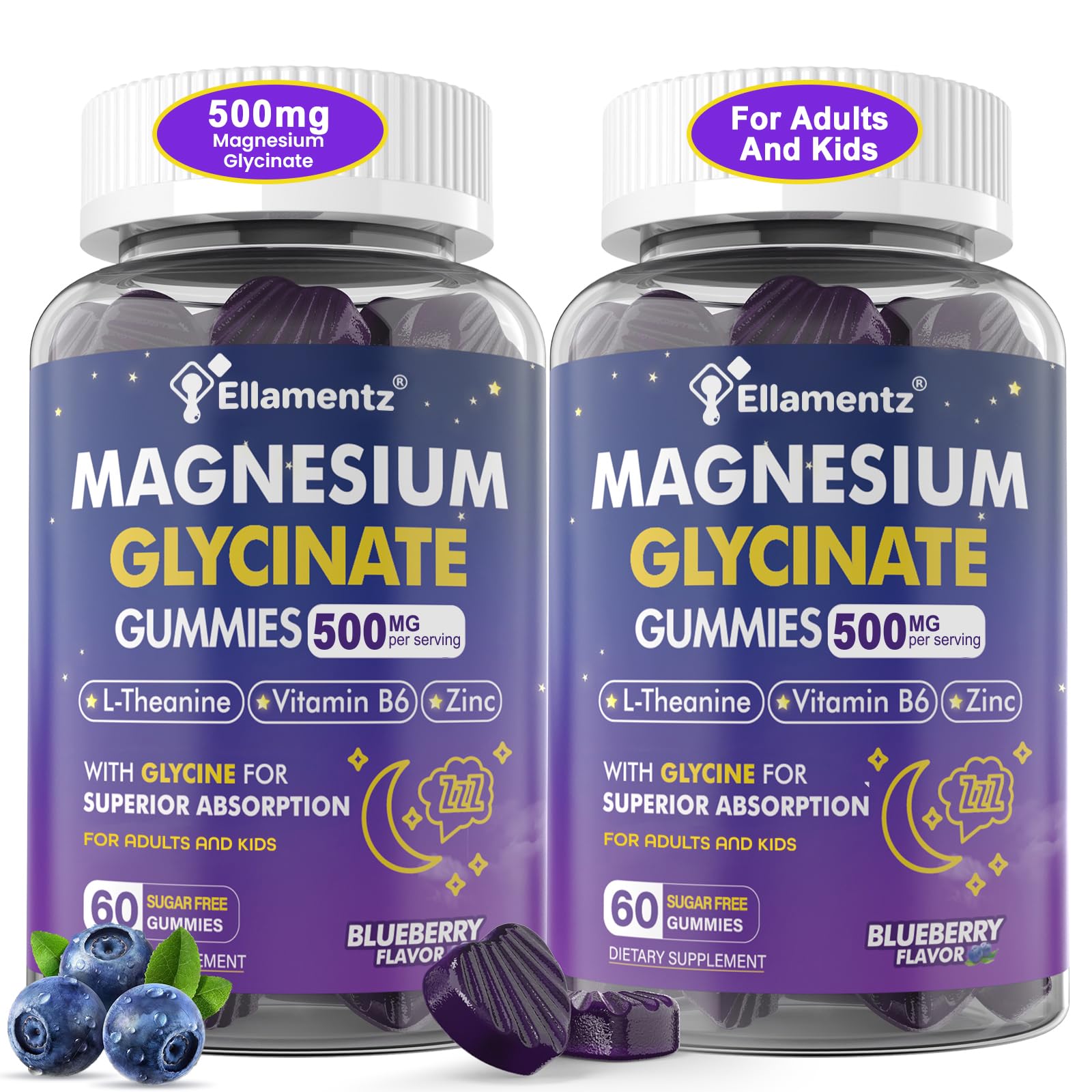 ELLAMENTZ Magnesium Gummies 500mg front view